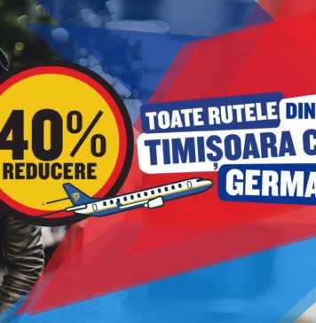 Ryanair lansează o promoție specială pentru Timișoara: 40% reducere pentru zborurile din septembrie pentru 3 rute germane