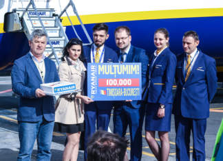 Ryanair sărbătoreşte 100,000 de clienţi pe ruta Timişoara – Bucureşti
