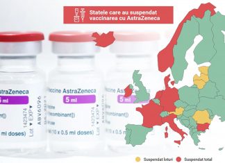 Harta țărilor europene care au suspendat vaccinarea cu AstraZeneca