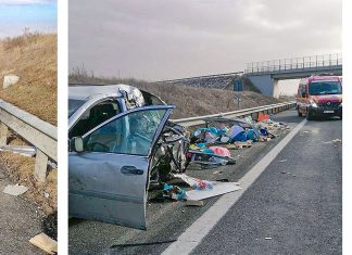 Accident pe A1 aproape de Ortișoara – un tir a lovit din plin un autoturism stationat pe banda de urgență