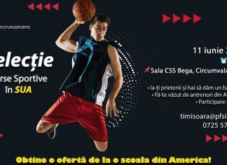 Selectie tineri baschetbalisti pentru burse sportive in SUA – 11.06 Sala CSS Bega Circumvalatiunii