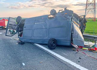 Ziua accidentelor – Microbuz răsturnat pe A1, între Arad și Timișoara. Restricții de trafic până la ora 22