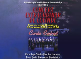 Concert de colinde marți seară la Dumbrăvița