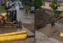 Avarie provocată de firma care lucrează la pasarela Gelu (video). Se oprește apa în mai multe cartiere din oraș