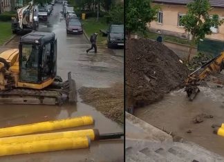 Avarie provocată de firma care lucrează la pasarela Gelu (video). Se oprește apa în mai multe cartiere din oraș