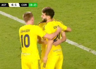 Sfârșit de drum european pentru Corvinul Hunedoara, după înfrângerea cu 6-1 (8-2 general) în deplasarea din Astana (video)