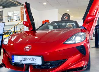 Roadsterul electric Cyberster prezentat oficial în Timișoara; pasionații auto pot face un test-drive cu opt mașini MG