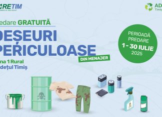 Colectarea deșeurilor periculoase din menajer, cu predare gratuită, în Zona 1 Rural a județului Timiș – Campanie RETIM și ADID Timiș 2025