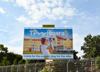 Timișoara se promovează pe un panou vizibil la ieșirea din Viena spre autostrada A4