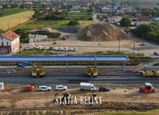 Stația Belinț se transformă: peroane noi și pasarelă pietonală în cadrul modernizării feroviare a traseului Timișoara – Caransebeș (video)
