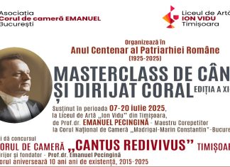 Masterclass de Cânt și Dirijat Coral – Ediția a XI-a: Muzica corală românească sacră, omagiu pentru Centenarul Patriarhiei Române