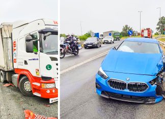 Accident la Holdea, la nodul rutier A1: coliziune între un BMW și un TIR