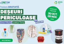 Colectarea deșeurilor periculoase din menajer, cu predare gratuită, în Zona 1 Rural a județului Timiș – Campanie RETIM și ADID Timiș 2025