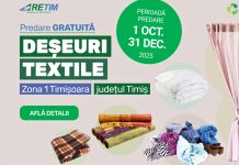 RETIM și ADID Timiș anunță o nouă campanie de colectare a deșeurilor textile cu predare GRATUITĂ în Zona 1 Timișoara