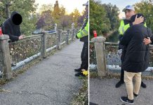 Gest de eroism la Timișoara: polițiștii locali au salvat un tânăr de pe podul cu lacăte