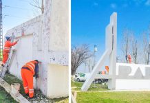 Obeliscul de la granița dintre Timiș și Arad, recondiționat de DRDP Timișoara (foto)