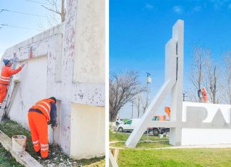 Obeliscul de la granița dintre Timiș și Arad, recondiționat de DRDP Timișoara (foto)