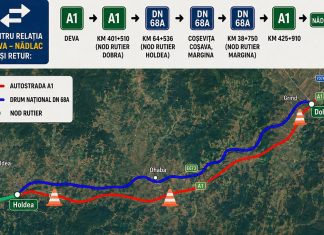 Restricții pe autostrada A1: circulația este deviată între Dobra și Holdea timp de trei zile