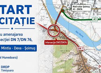Sens giratoriu nou la drumul de intrare în Deva dinspre Mintia/A1. Investiție de peste 40 de milioane de lei